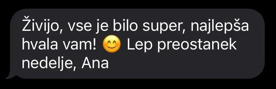 Mnenje stranke o najemu barske mize Miza Rent 1