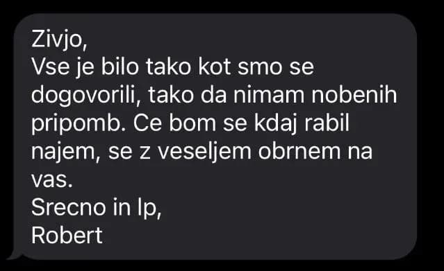 Mnenje stranke o najemu barske mize Miza Rent 2