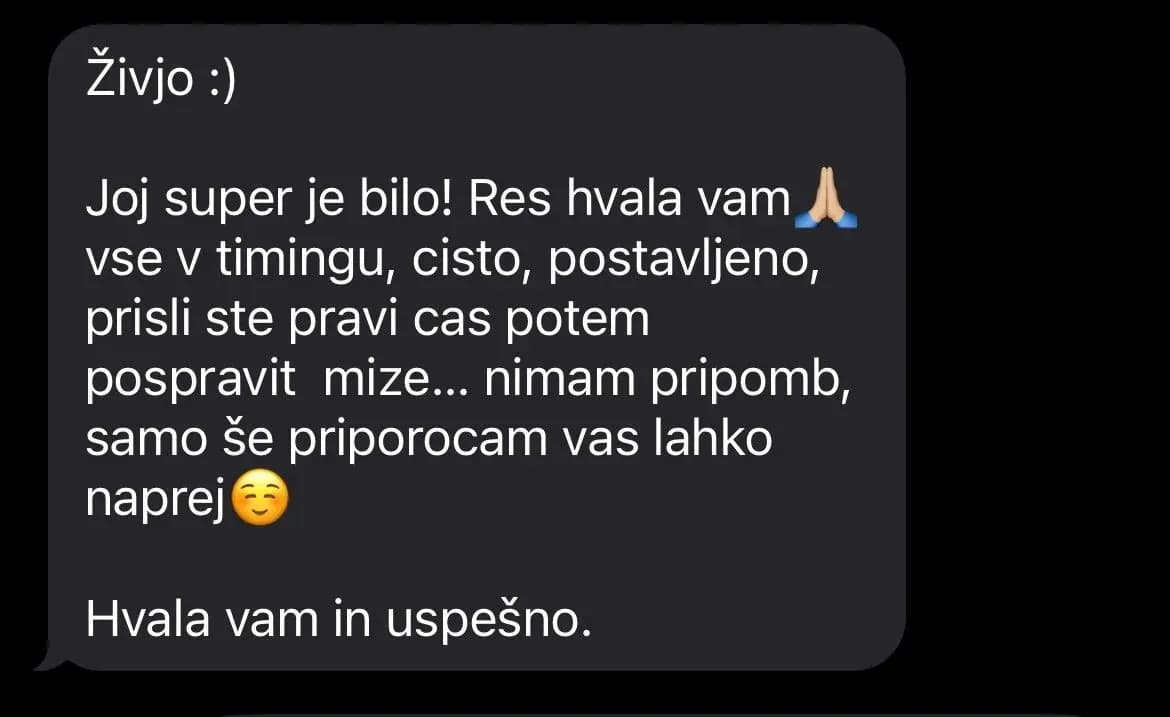 Mnenje stranke o najemu barske mize Miza Rent 4